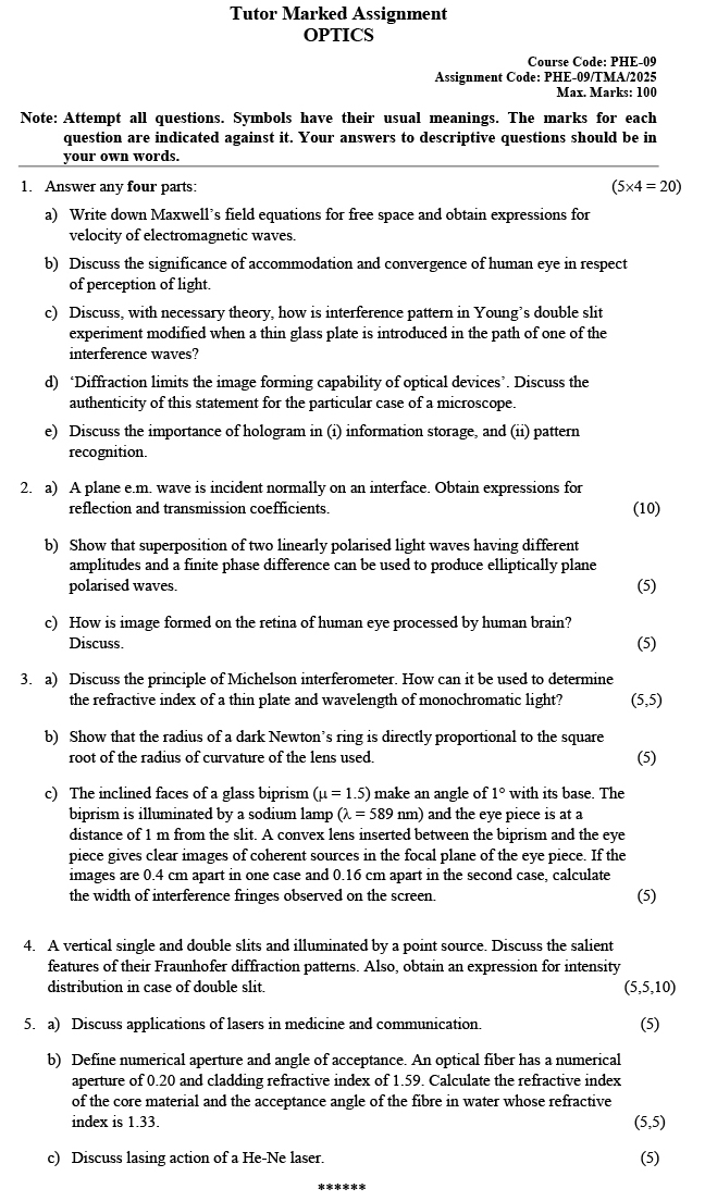 PHE-09 - Optics-January 2025 - December 2025