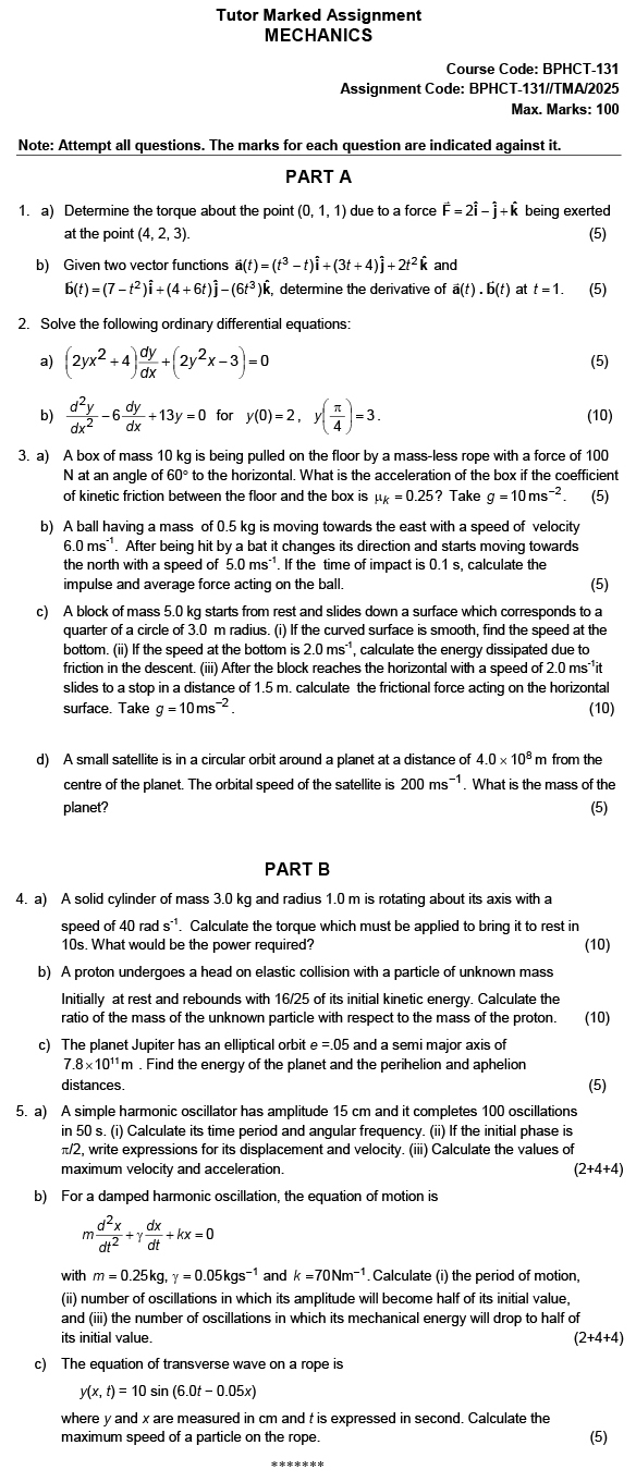 BPHCT-131 - Mechanics-January 2025 - December 2025