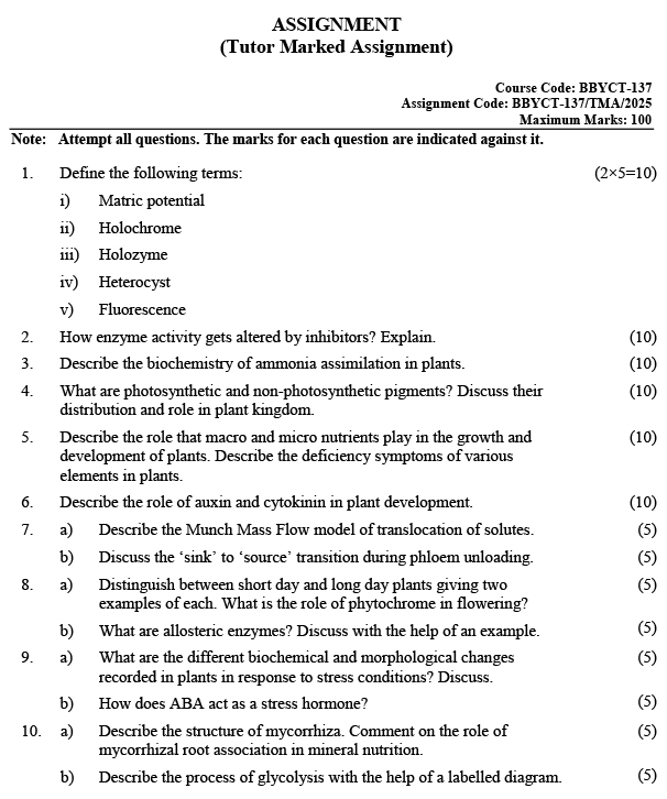 BBYCT-137 - Plant Physiology and Metabolism-January 2025 - December 2025