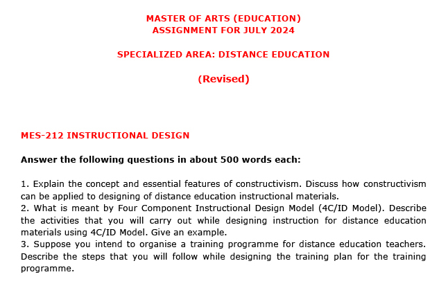 MES-212 - Instructional Design-July 2024 - January 2025