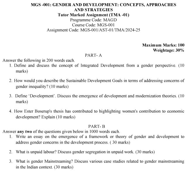 MGS-01 - Gender and Development: Concepts, Approaches and Strategies-July 2024 - January 2025