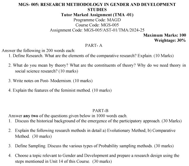 MGS-05 - Research Methodologies in Gender and Development Studies-July 2024 - January 2025