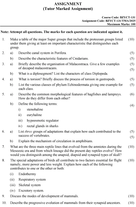 BZYCT-131 - Animal Diversity-January 2025 - December 2025