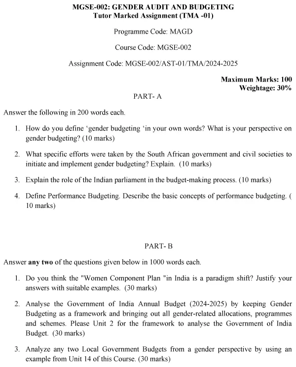 MGSE-02 - Gender Audit and Gender Budgeting-July 2024 - January 2025