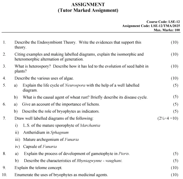 LSE-12 - Plant Diversity-I Notes-January 2025 - December 2025