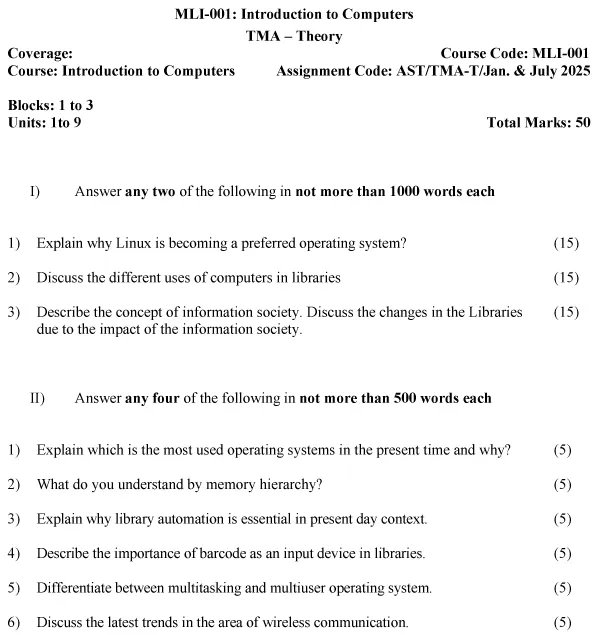 MLI-1 - Introduction to Computers-January 2025 - July 2025