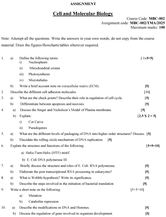 MBC-02 - Cell and Molecular Biology (Core)-January 2025 - December 2025