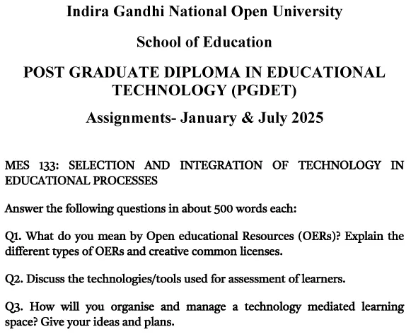 MES-133 - Selection and Integration of Technology in Educational Processes-January 2025- July 2025