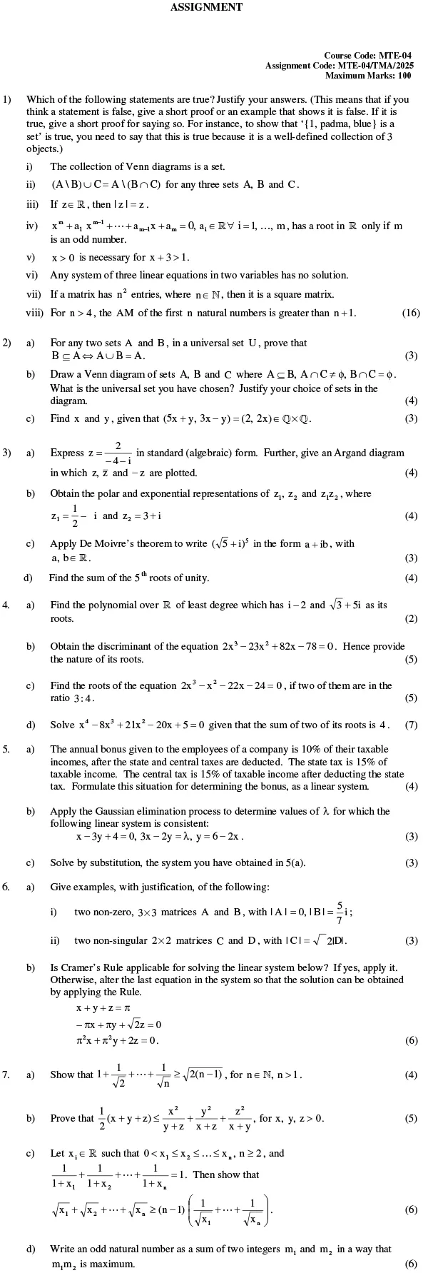 MTE-04 - Elementary Algebra-January 2025 - December 2025