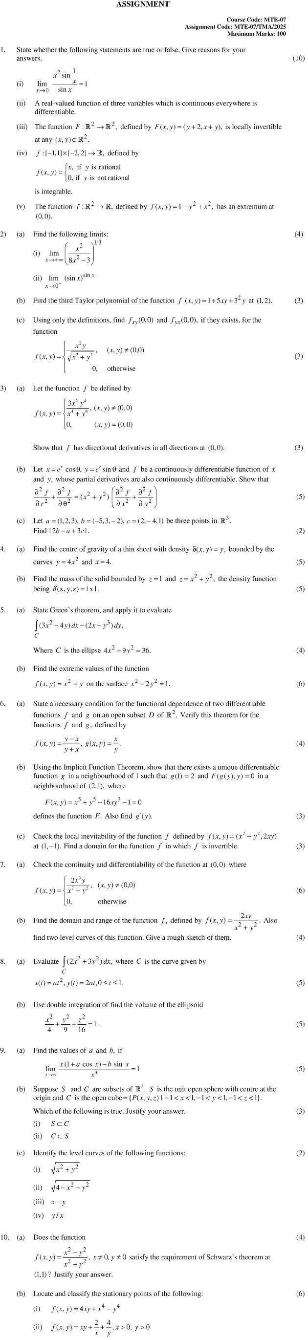 MTE-07 - Advanced Calculus-January 2025 - December 2025