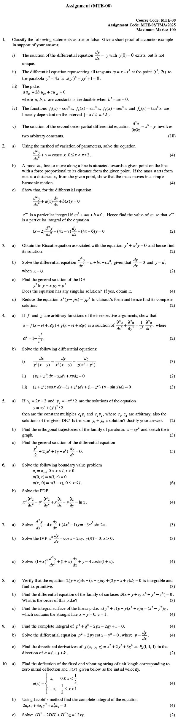 MTE-08 - Differential Equations-January 2025 - December 2025