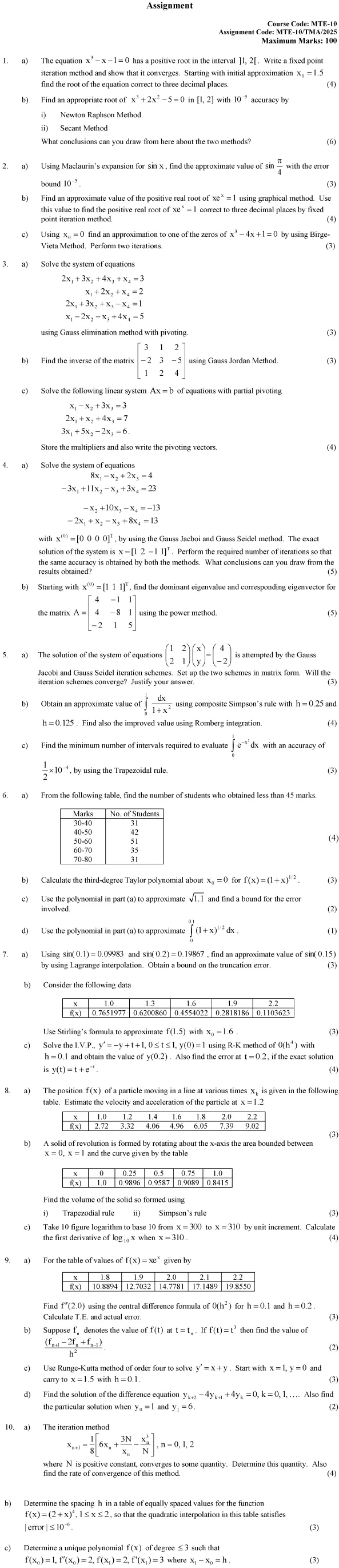 MTE-10 - Numerical Analysis-January 2025 - December 2025