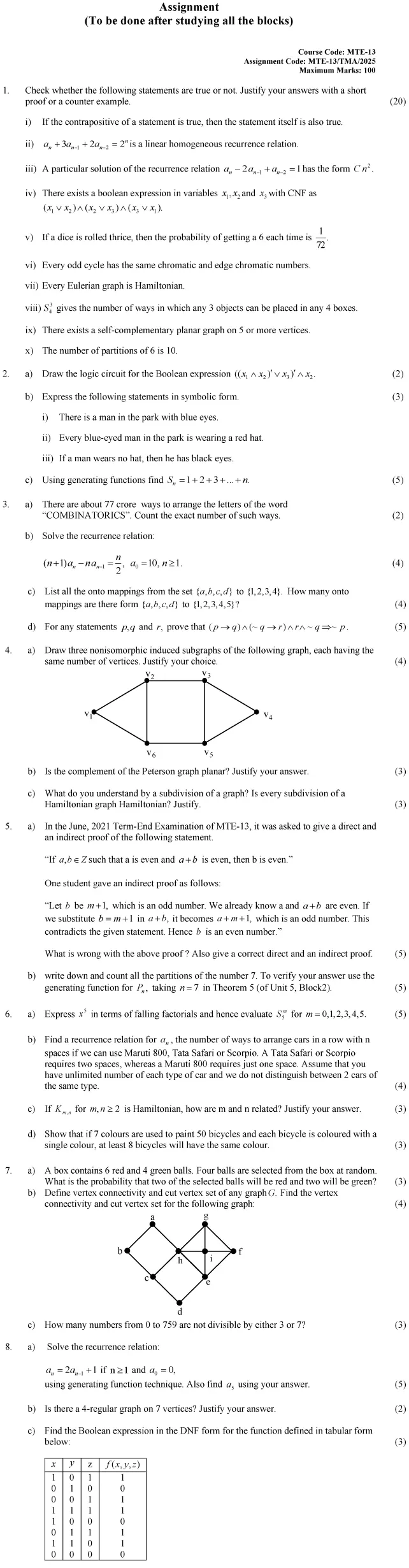 MTE-13 - Discrete Mathematics-January 2025 - December 2025