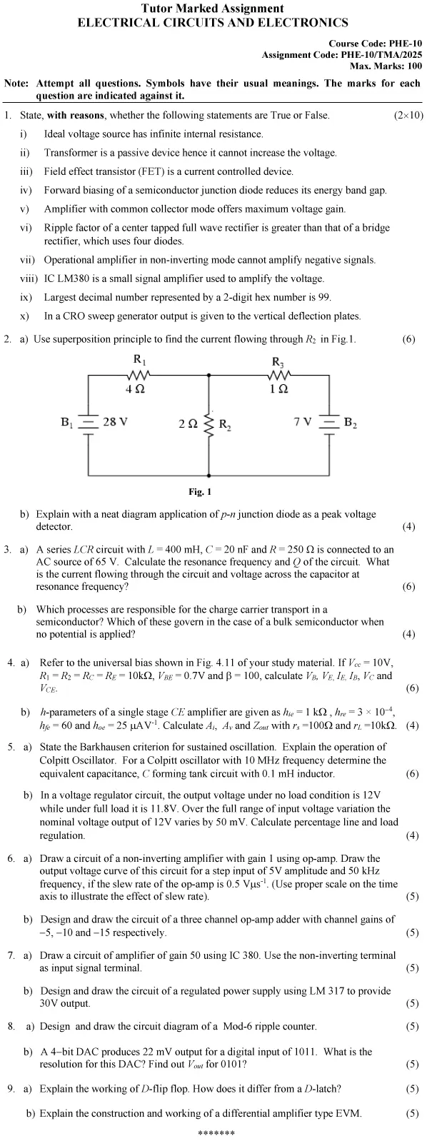 PHE-10 - Electrical Circuits and Electronics-January 2025 - December 2025