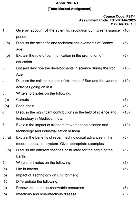 FST-01 - Foundation Course in Science and Technology-January 2025 - December 2025