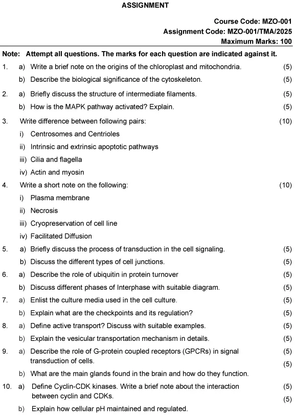 MZO-01 - Molecular Cell Biology (Core)-January 2025 - December 2025