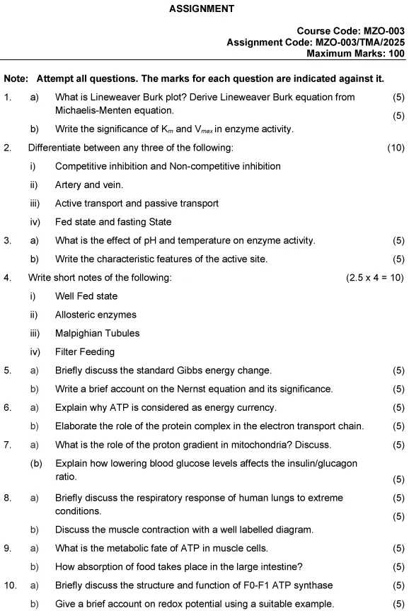 MZO-03 - Comparative Animal Physiology and Biochemistry (Core)-January 2025 - December 2025