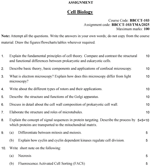 BBCCT-103 - Cell Biology-January 2025 - December 2025