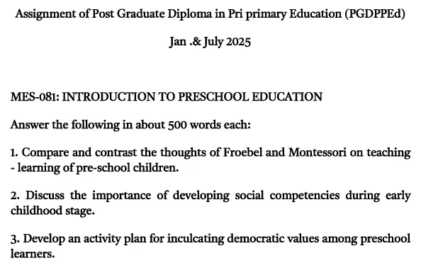 MES-81 - Introduction to Pre-School Education-January 2025 - July 2025