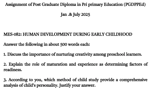 MES-82 - Human Development during Early Childhood-January 2025- July 2025