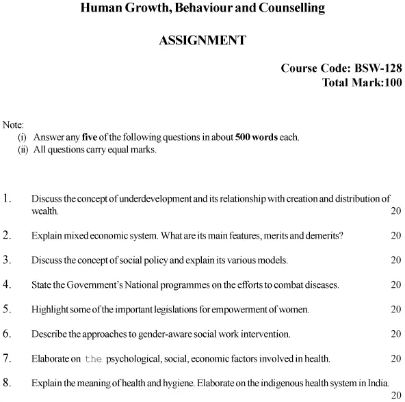 BSW-128 - Social Policy and Social Development-July 2024 - January 2025