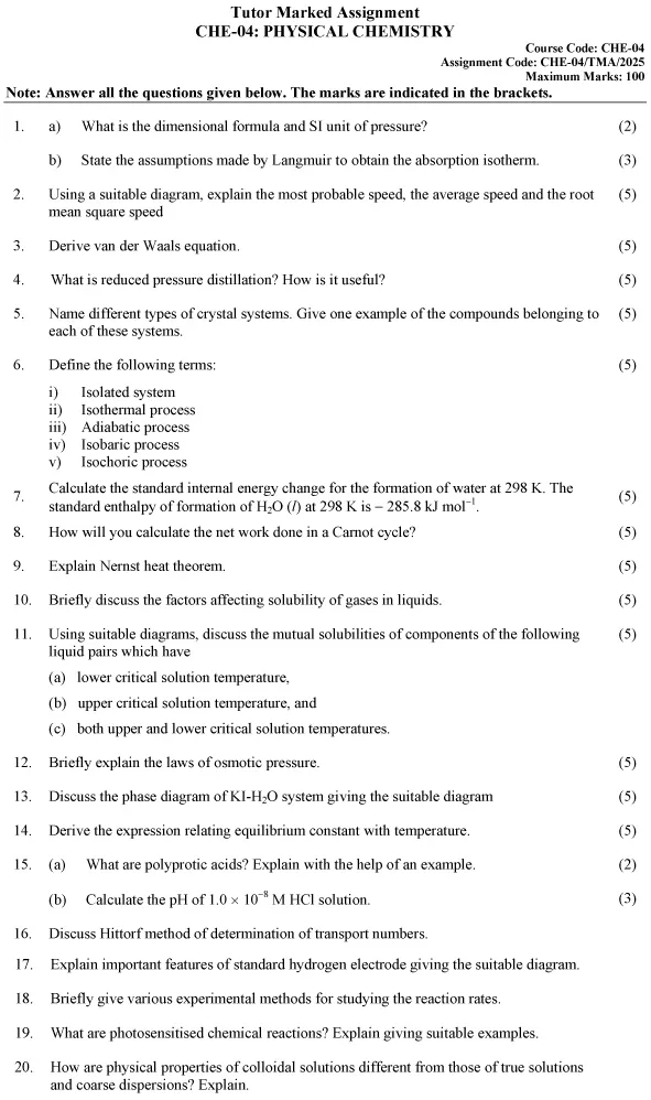 CHE-04 - Physical Chemistry-January 2025 - December 2025