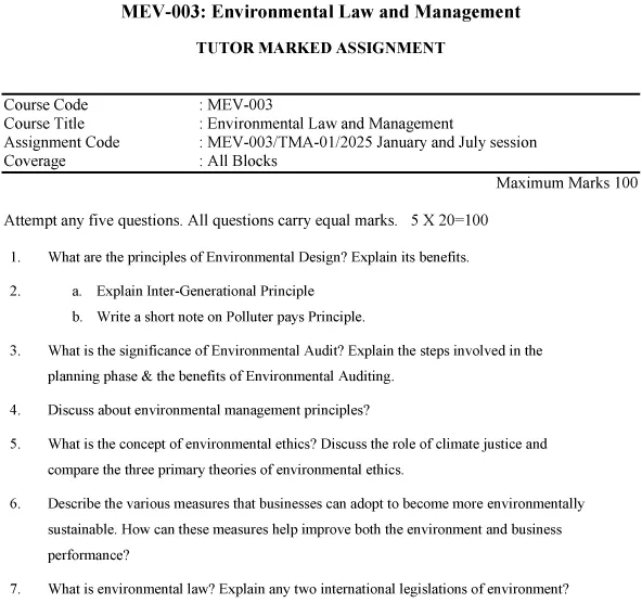 MEV-03 - Environmental Law and Management-January 2025- July 2025