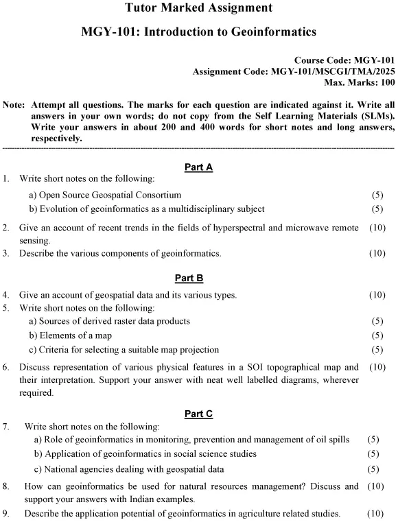 MGY-101 - Introduction to Geoinformatics-January 2025 - July 2025