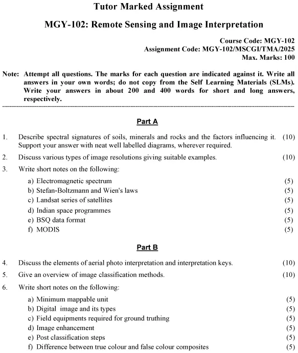 MGY-102 - Remote Sensing and Image Interpretation-January 2025- July 2025