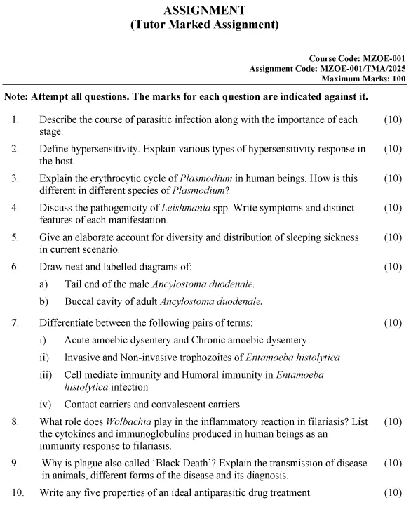 MZOE-01 - Parasitology (Elective)-January 2025 - December 2025