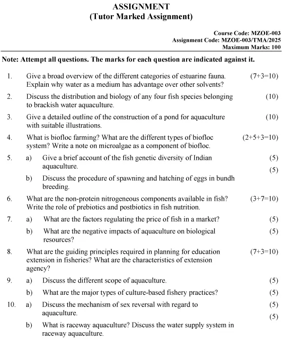 MZOE-03 - Aquaculture (Elective)-January 2025 - December 2025