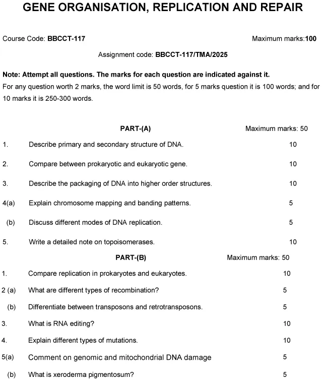 BBCCT-117 - Gene Organization Replication and Repair-January 2025 - December 2025