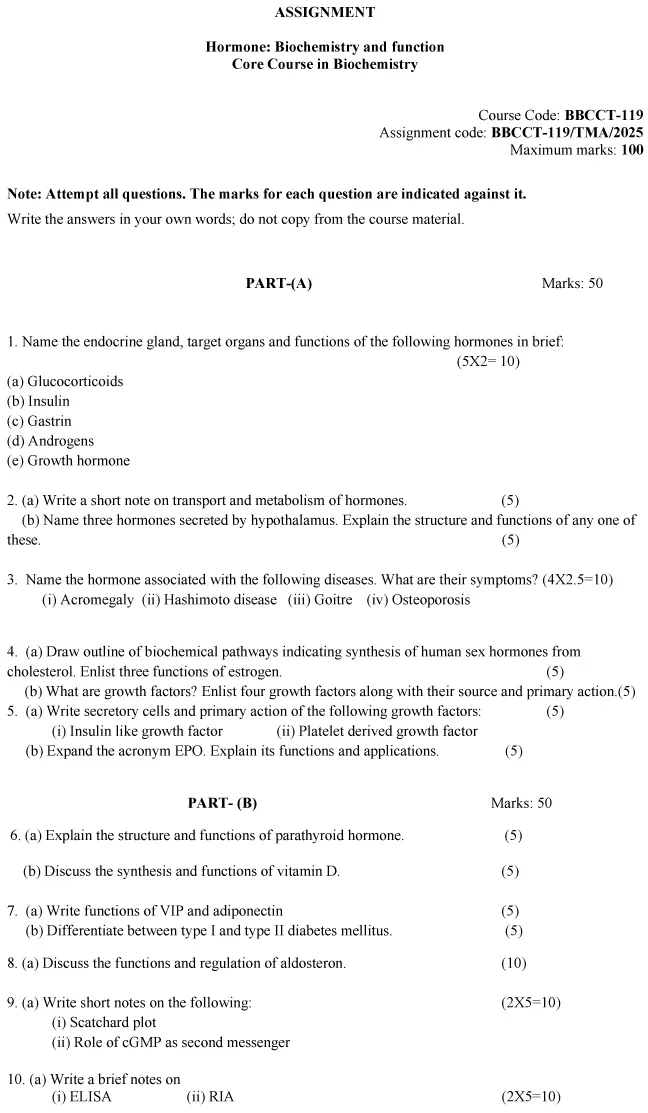 BBCCT-119 - Hormone: Biochemistry and Function-January 2025 - December 2025