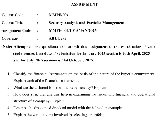 MMPF-04 - Security Analysis and Portfolio Management-January 2025- July 2025