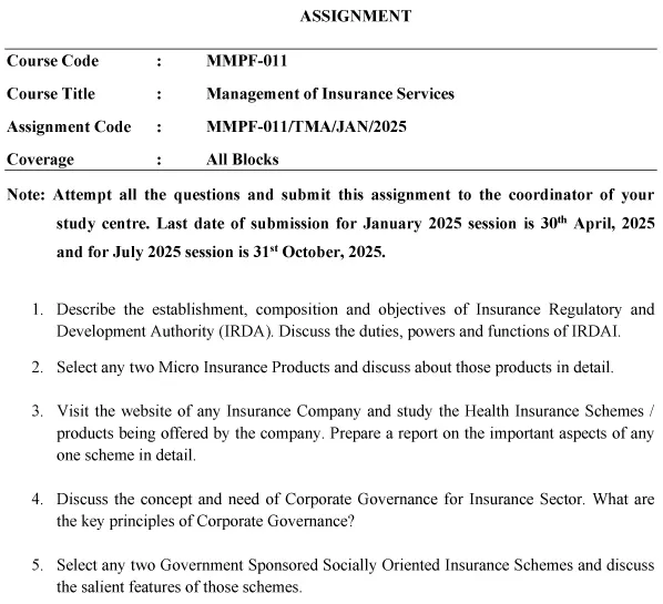 MMPF-11 - Management of Insurance Services-January 2025- July 2025