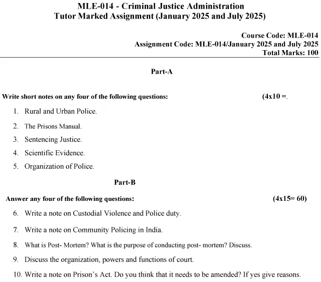 MLE-14 - Criminal Justice Administration-January 2025- July 2025