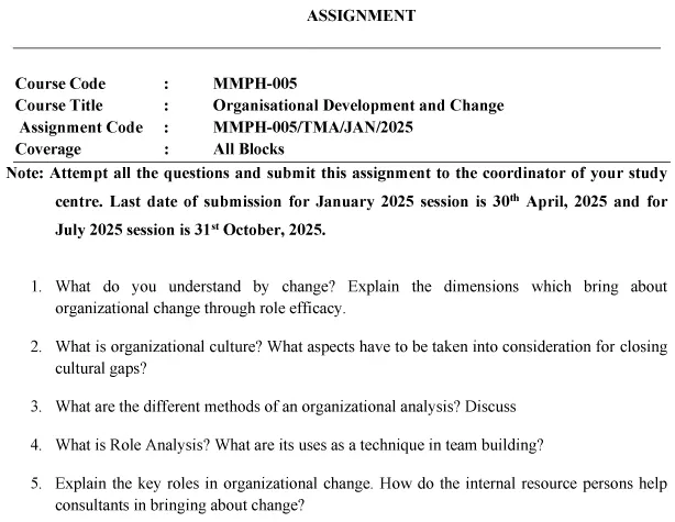 MMPH-05 - Organisational Development and Change-January 2025- July 2025