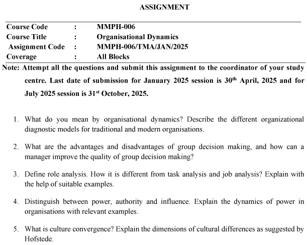 MMPH-06 - Organisational Dynamics-January 2025- July 2025