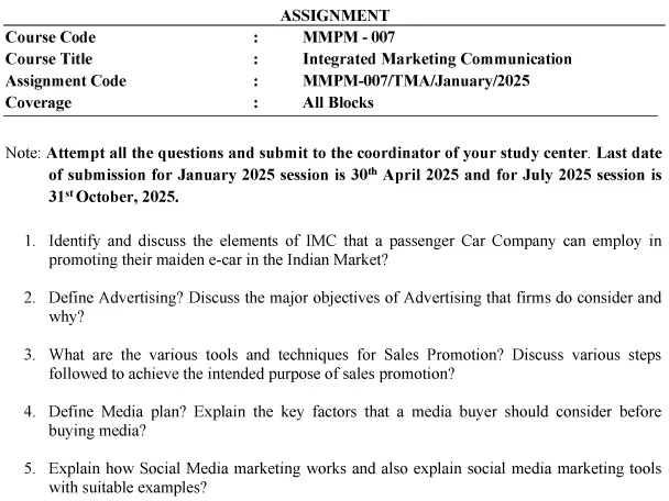 MMPM-07 - Integrated Marketing communication-January 2025- July 2025