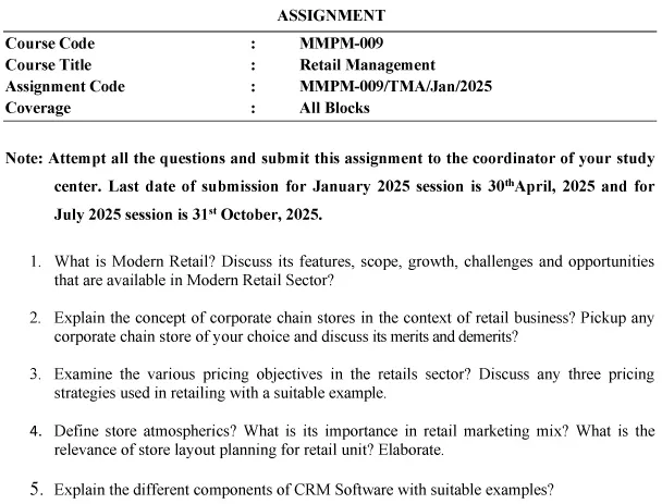 MMPM-09 - Retail Management-January 2025- July 2025