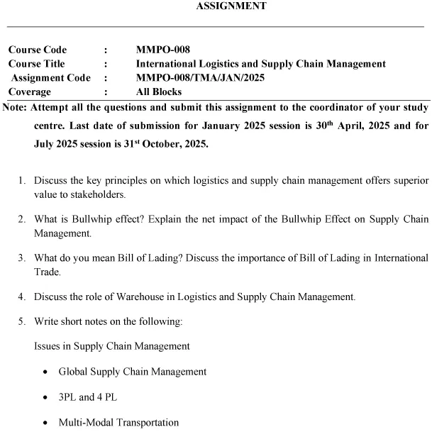 MMPO-08 - International Logistics and Supply Chain Management-January 2025- July 2025