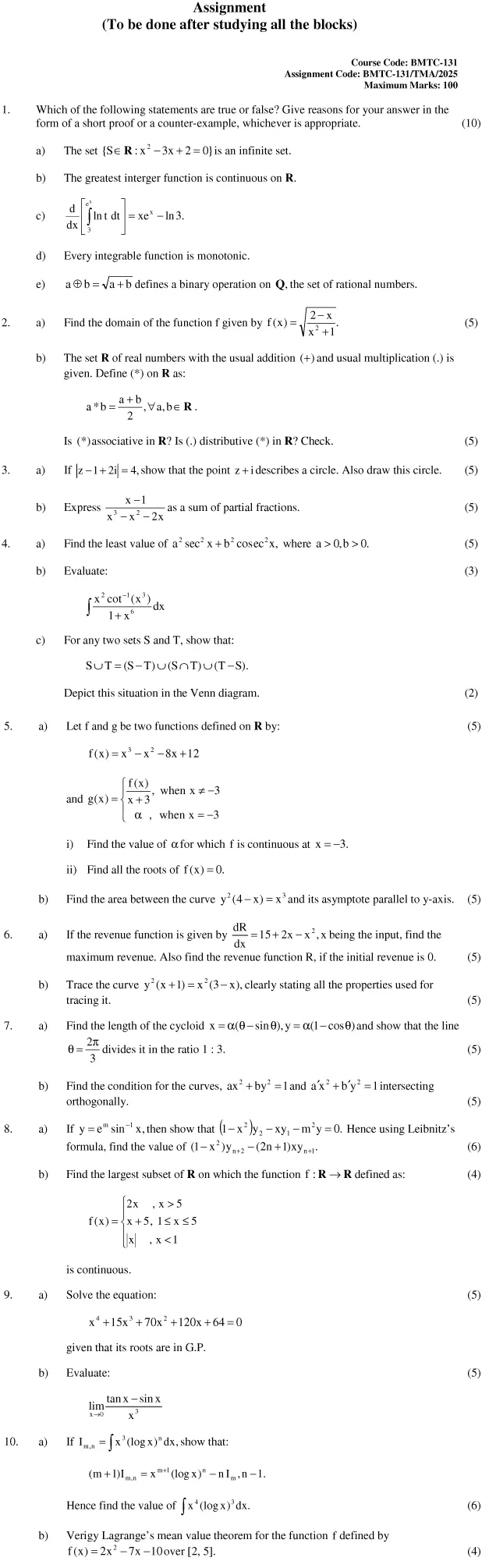 BMTC-131 - Calculus-January 2025 - December 2025