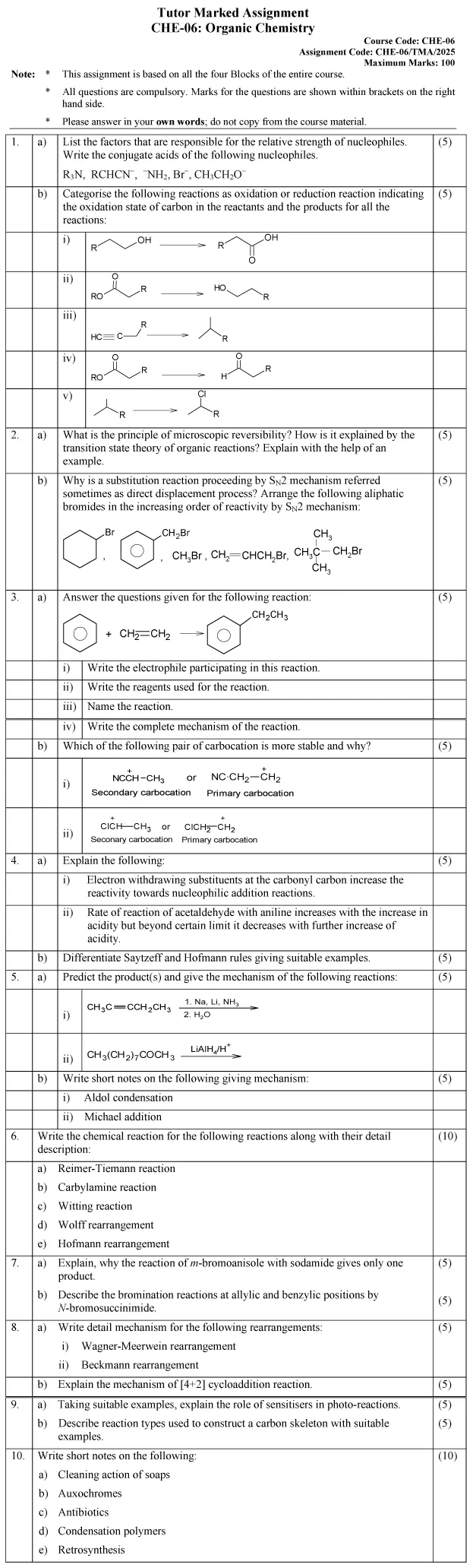 CHE-06 - Organic Reaction Mechanism-January 2025 - December 2025