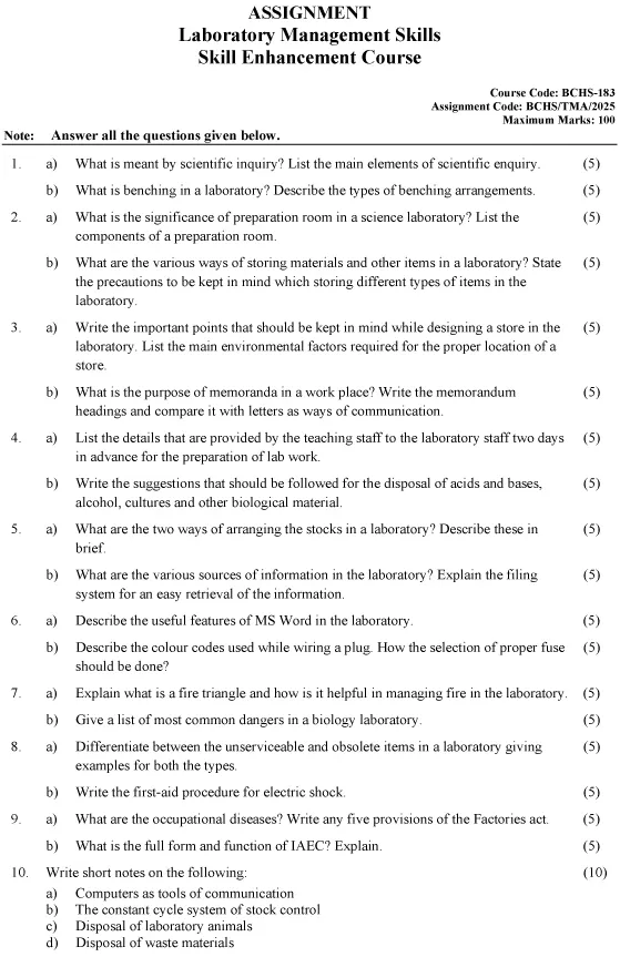 BCHS-183 - Laboratory Management Skills-January 2025 - December 2025