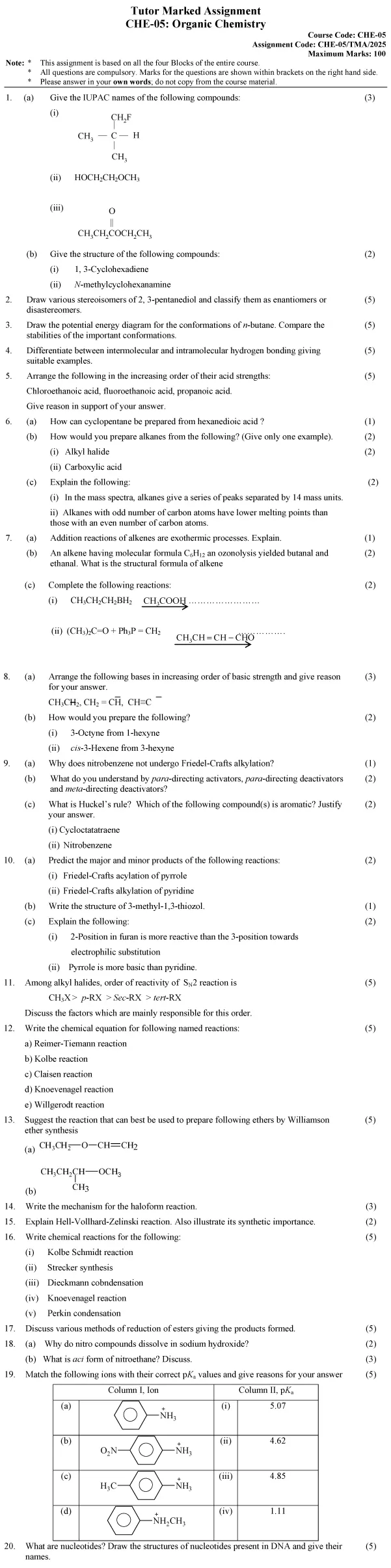 CHE-05 - Organic Chemistry-January 2025 - December 2025