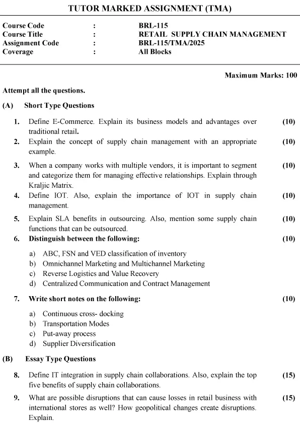 BRL-115 - Retail Supply Chain Management-January 2025 - December 2025