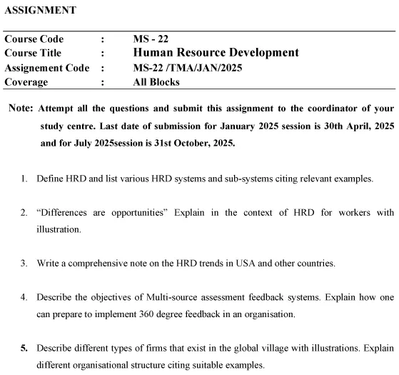 MS-22 - Human Resource Development-January 2025- July 2025