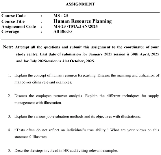 MS-23 - Human Resource Planning-January 2025- July 2025