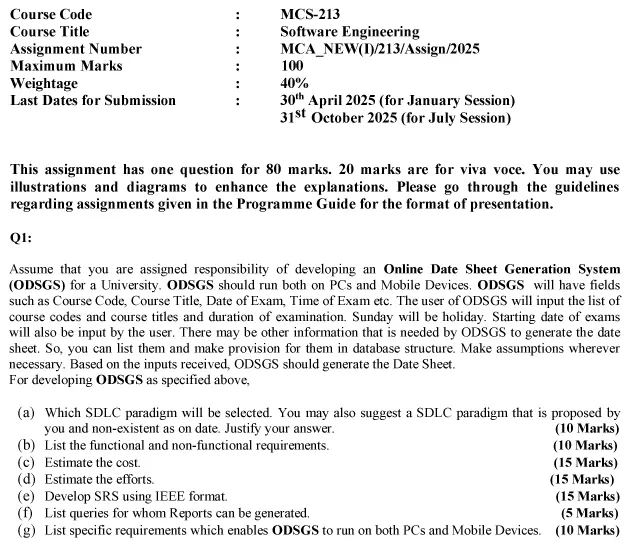 MCS-213 - Software Engineering-January 2025- July 2025