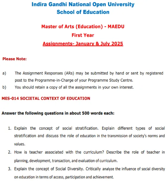 MES-14 - Societal Context of Education-January 2025- July 2025